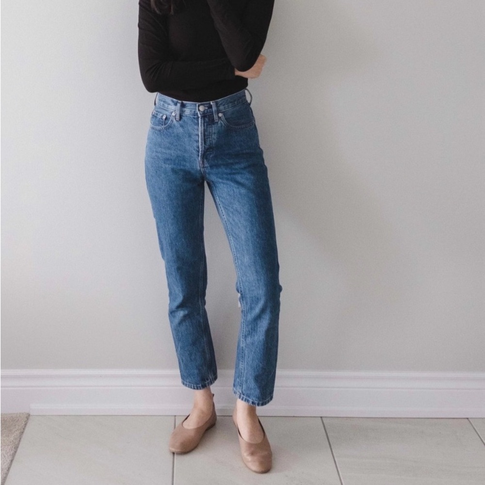 Everlane Straight Leg Jeans in Medium Blue